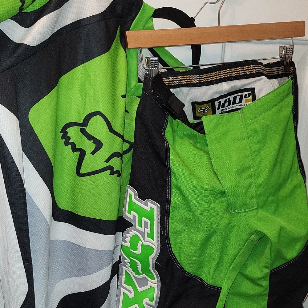 Green and Black Fox Racing Gear Set